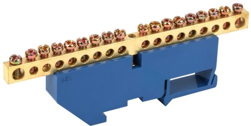 Шина неизолированная IEK N "ноль" ШНИ-6х9-18-Д-С 18 групп синий картинка 